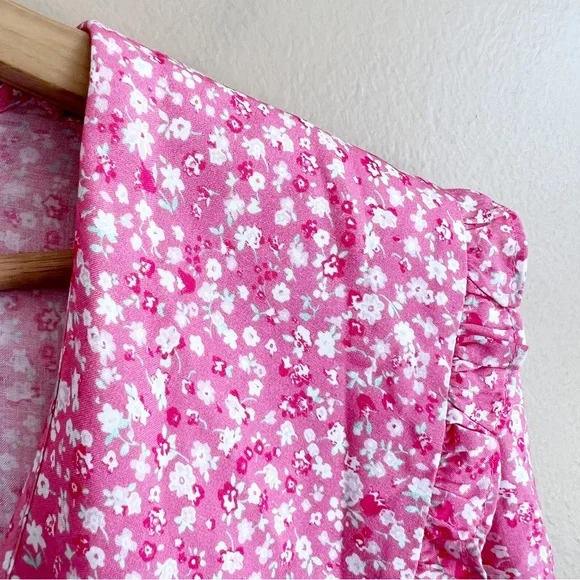 WAYF Amie Button Up Blouse Cherise Ditsy Floral XS cottagecore prairie - Picture 6 of 11